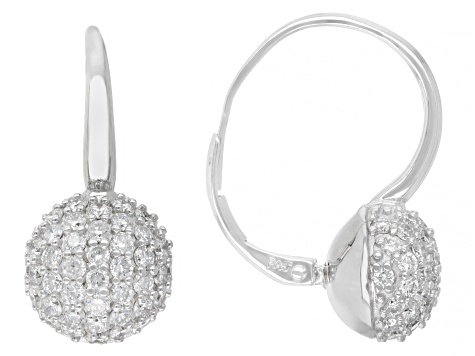 Round White Lab-Grown Diamond G-H SI Rhodium Over Sterling Silver Earrings 1.35ctw