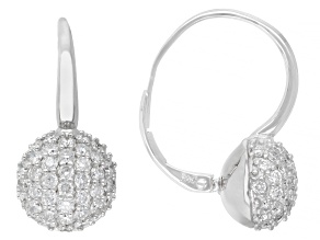 Round White Lab-Grown Diamond G-H SI Rhodium Over Sterling Silver Earrings 1.35ctw