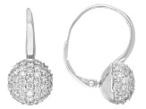 Round White Lab-Grown Diamond G-H SI Rhodium Over Sterling Silver Earrings 1.35ctw