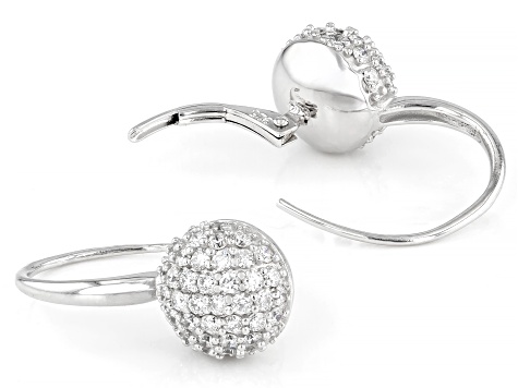 Round White Lab-Grown Diamond G-H SI Rhodium Over Sterling Silver Earrings 1.35ctw