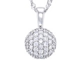 Round White Lab-Grown Diamond G-H SI Rhodium Over Sterling Silver Pendant With Chain 1.25ctw