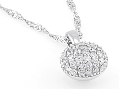 Round White Lab-Grown Diamond G-H SI Rhodium Over Sterling Silver Pendant With Chain 1.25ctw