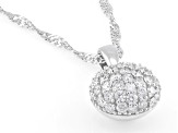 Round White Lab-Grown Diamond G-H SI Rhodium Over Sterling Silver Pendant With Chain 1.25ctw