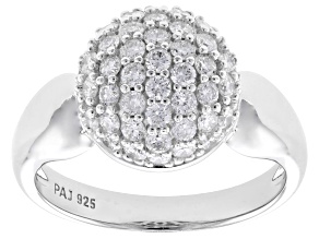 Round White Lab-Grown Diamond G-H SI Rhodium Over Sterling Silver Ring 1.25ctw