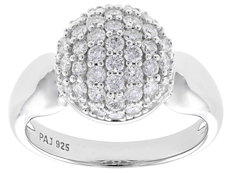 Round White Lab-Grown Diamond G-H SI Rhodium Over Sterling Silver Ring 1.25ctw