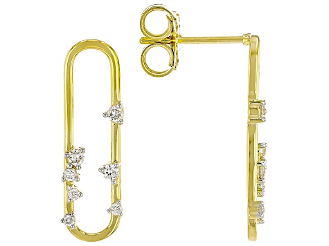 Round White Lab-Grown Diamond G-H SI 18K Yellow Gold Over Sterling Silver Earrings 0.20ctw