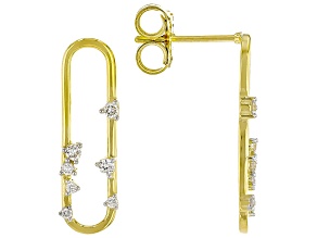 Round White Lab-Grown Diamond G-H SI 18K Yellow Gold Over Sterling Silver Earrings 0.20ctw