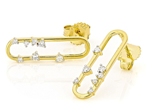Round White Lab-Grown Diamond G-H SI 18K Yellow Gold Over Sterling Silver Earrings 0.20ctw