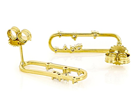 Round White Lab-Grown Diamond G-H SI 18K Yellow Gold Over Sterling Silver Earrings 0.20ctw