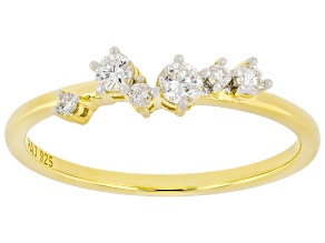 Round White Lab-Grown Diamond G-H SI 18K Yellow Gold Over Sterling Silver Ring 0.20ctw