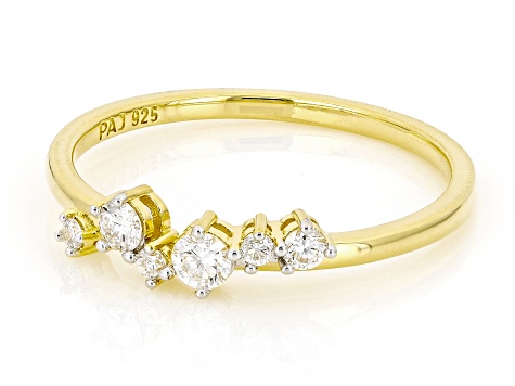 Round White Lab-Grown Diamond G-H SI 18K Yellow Gold Over Sterling Silver Ring 0.20ctw