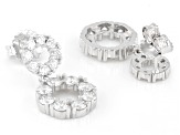Round White Lab-Grown Diamond G-H SI Rhodium Over Sterling Silver Dangle Earrings 2.30ctw