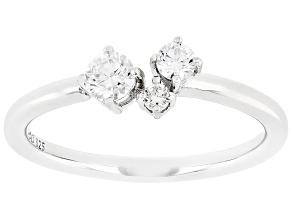 Round White Lab-Grown Diamond G-H SI Rhodium Over Sterling Silver 3-Stone Ring 0.35ctw