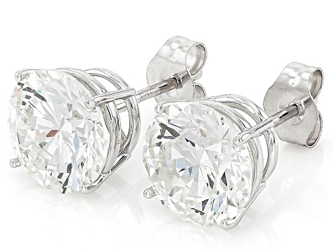 White Lab-Grown Diamond G VS 14K White Gold Solitaire Stud Earrings 4.00ctw