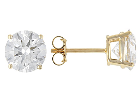 White Lab-Grown Diamond G VS 14K Yellow Gold Solitaire Stud Earrings 4.00ctw