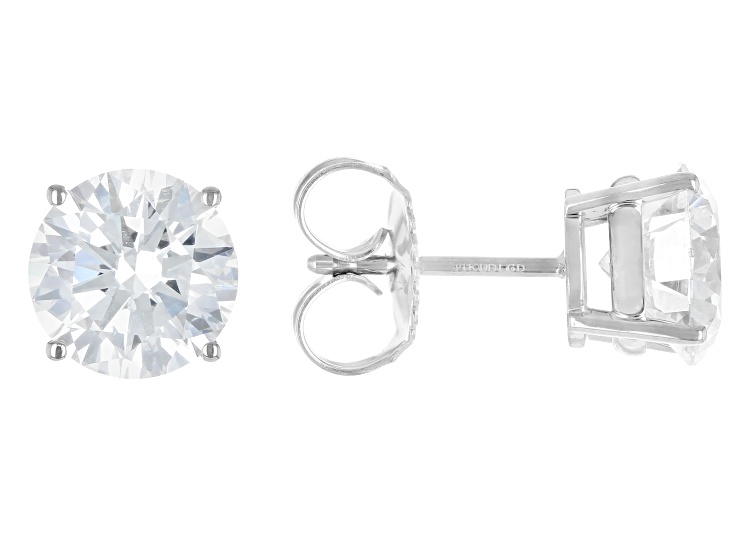 White Lab-Grown Diamond G VS 14K White Gold Solitaire Stud Earrings 3.00ctw