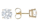 White Lab-Grown Diamond G VS 14K Yellow Gold Solitaire Stud Earrings 3.00ctw