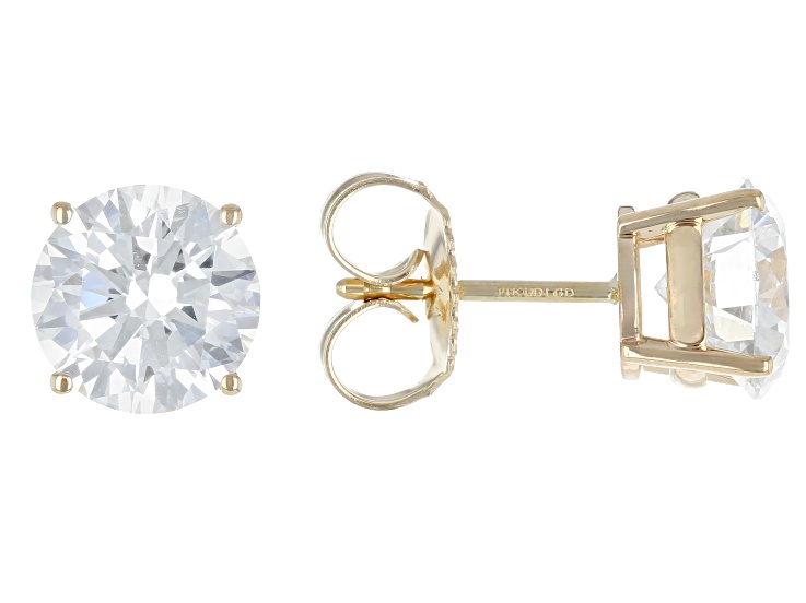 White Lab-Grown Diamond G VS 14K Yellow Gold Solitaire Stud Earrings 3.00ctw