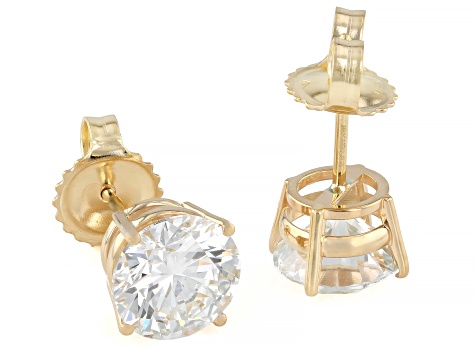 White Lab-Grown Diamond G VS 14K Yellow Gold Solitaire Stud Earrings 3.00ctw