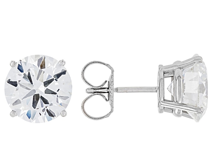 White Lab-Grown Diamond G VS 14K White Gold Solitaire Stud Earrings 5.00ctw