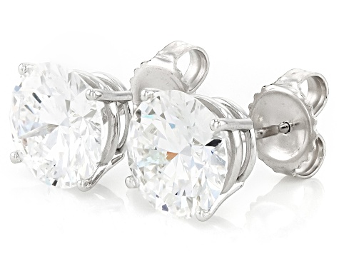 White Lab-Grown Diamond G VS 14K White Gold Solitaire Stud Earrings 5.00ctw
