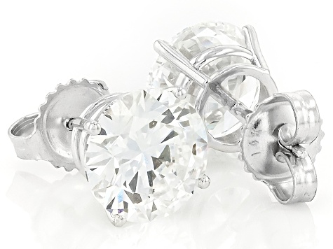 White Lab-Grown Diamond G VS 14K White Gold Solitaire Stud Earrings 5.00ctw