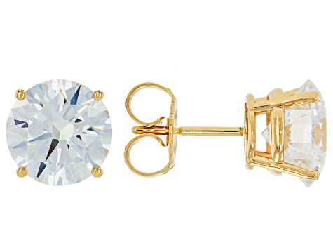 White Lab-Grown Diamond G VS 14K Yellow Gold Solitaire Stud Earrings 5.00ctw