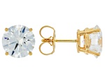 White Lab-Grown Diamond G VS 14K Yellow Gold Solitaire Stud Earrings 5.00ctw