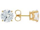 White Lab-Grown Diamond G VS 14K Yellow Gold Solitaire Stud Earrings 5.00ctw