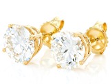 White Lab-Grown Diamond G VS 14K Yellow Gold Solitaire Stud Earrings 5.00ctw