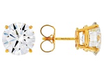White Lab-Grown Diamond G VS 14K Yellow Gold Solitaire Stud Earrings 6.00ctw