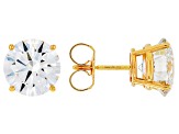 White Lab-Grown Diamond G VS 14K Yellow Gold Solitaire Stud Earrings 6.00ctw