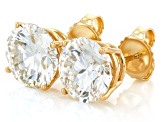 White Lab-Grown Diamond G VS 14K Yellow Gold Solitaire Stud Earrings 6.00ctw