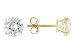White Lab-Grown Diamond G VS 10K Yellow Gold Solitaire Stud Earrings 3.00ctw