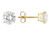 White Lab-Grown Diamond G VS 10K Yellow Gold Solitaire Stud Earrings 3.00ctw