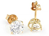 White Lab-Grown Diamond G VS 10K Yellow Gold Solitaire Stud Earrings 3.00ctw