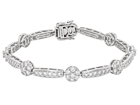 Round White Lab-Grown Diamond G-H VS Rhodium Over Sterling Silver Bracelet 4.70ctw