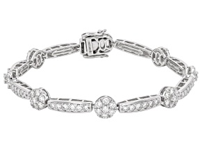 Round White Lab-Grown Diamond G-H VS Rhodium Over Sterling Silver Bracelet 4.70ctw