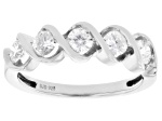 Round White Lab-Grown Diamond H SI Rhodium Over Sterling Silver Band Ring 0.80ctw