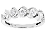 Round White Lab-Grown Diamond H SI Rhodium Over Sterling Silver Band Ring 0.80ctw