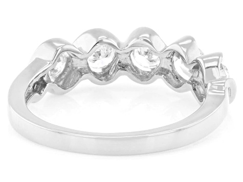 Round White Lab-Grown Diamond H SI Rhodium Over Sterling Silver Band Ring 0.80ctw