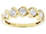 Round White Lab-Grown Diamond H SI 14K Yellow Gold Over Sterling Silver Band Ring 0.80ctw