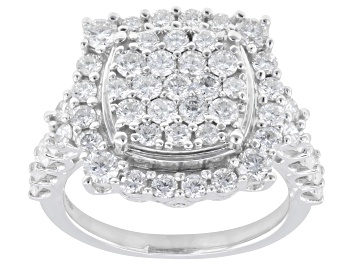 White Lab-Grown Diamond G-H Rhodium Over Sterling Silver Ring 1.00