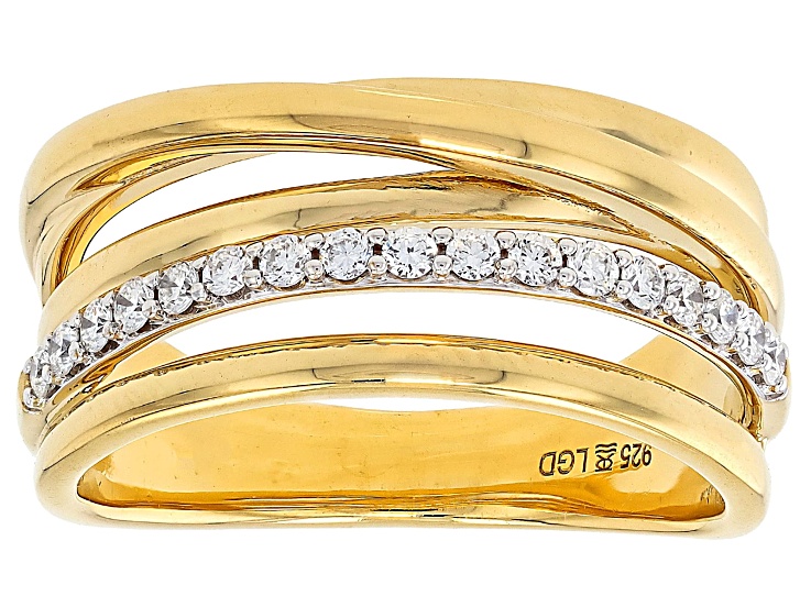 White Lab-Grown Diamond H SI 14K Yellow Gold Over Sterling Silver Ring 0.25ctw