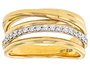 White Lab-Grown Diamond H SI 14K Yellow Gold Over Sterling Silver Ring 0.25ctw