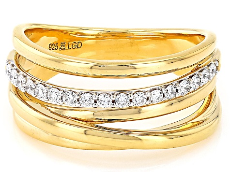 White Lab-Grown Diamond H SI 14K Yellow Gold Over Sterling Silver Ring 0.25ctw