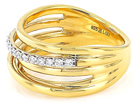 White Lab-Grown Diamond H SI 14K Yellow Gold Over Sterling Silver Ring 0.25ctw