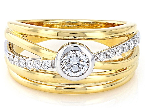 White Lab-Grown Diamond H SI Rhodium and 14K Yellow Gold Over Sterling Silver Ring 0.50ctw