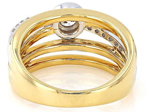 White Lab-Grown Diamond H SI Rhodium and 14K Yellow Gold Over Sterling Silver Ring 0.50ctw