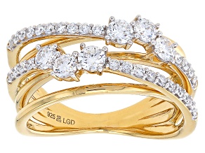 White Lab-Grown Diamond H SI 14K Yellow Gold Over Sterling Silver Ring 1.00ctw